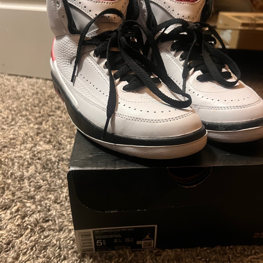 Jordan 2 Kids Sneakers - White, Black, Red